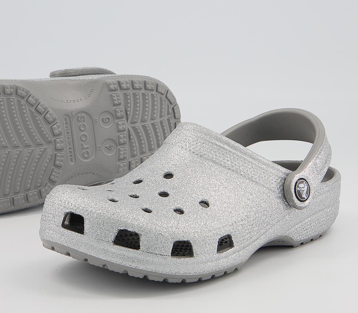 Crocs Classic Clogs Silver Glitter - Flat Shoes for Women