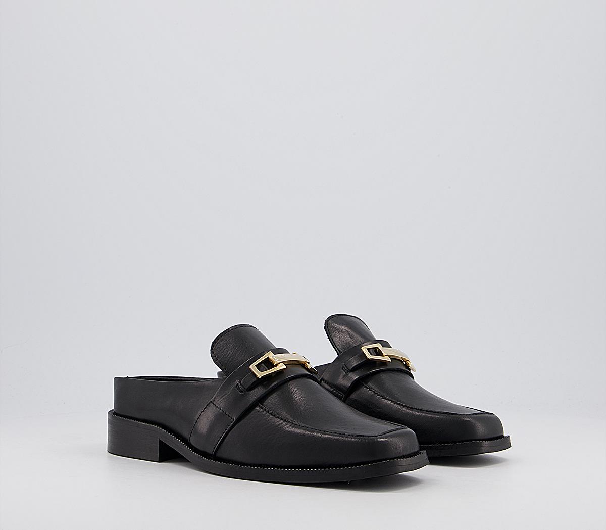 Office Friday Open Back Loafers Black Leather - Women’s Loafers