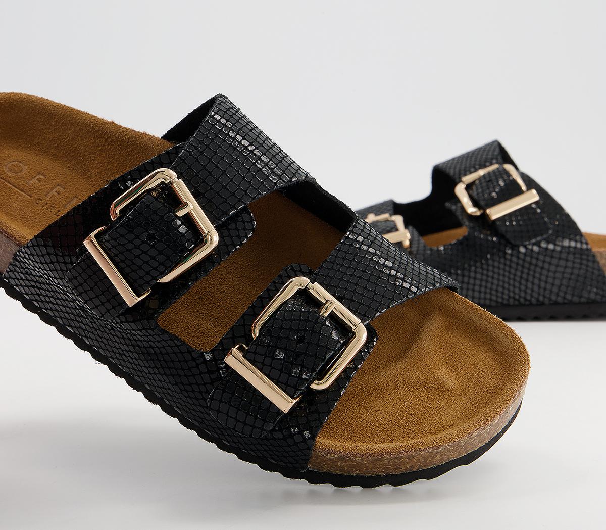 women's two buckle footbed sandals
