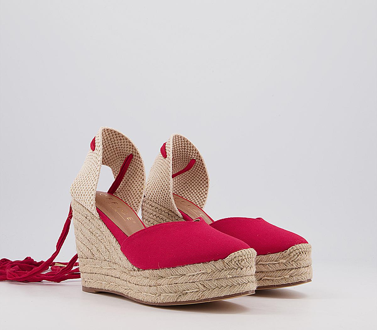 Office Honeytrap Espadrilles Red Canvas - Wedges