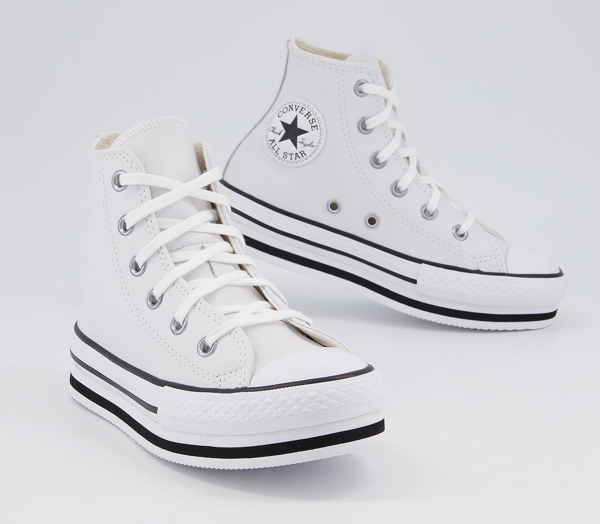 Converse All Star Eva Lift Hi Youth Trainers White White Black Leather ...