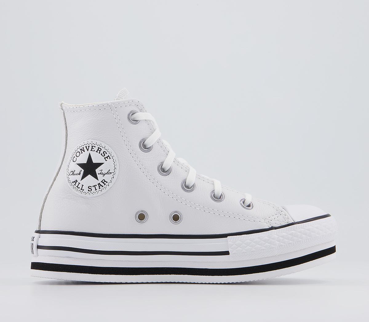 Converse All Star Eva Lift Hi Youth Trainers White White Black Leather ...