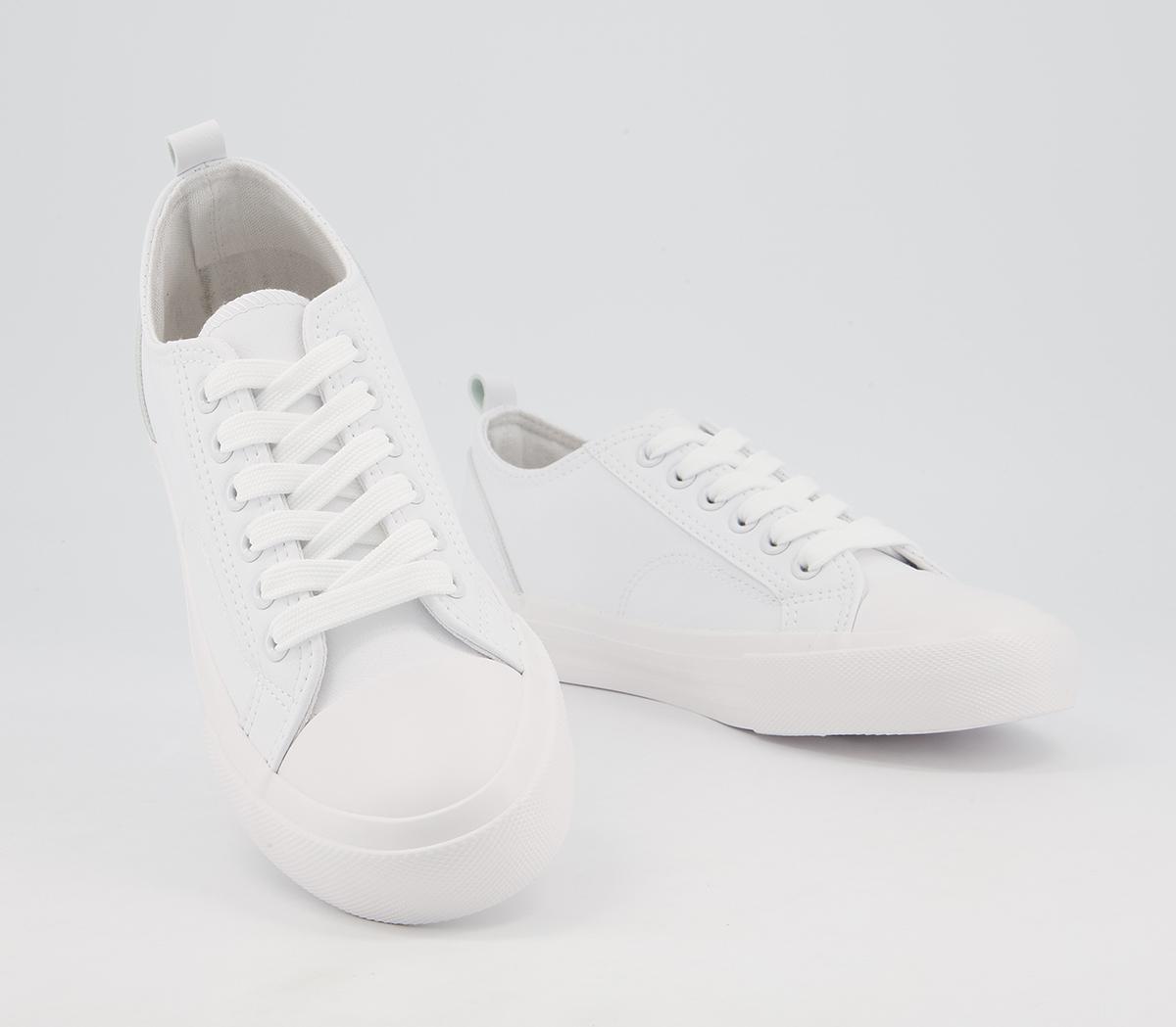 Office Features Textured Sole Lace Up Trainers White - Office Girl
