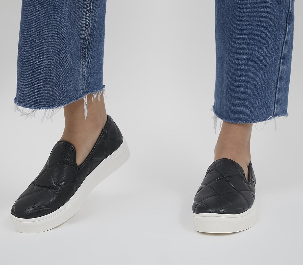 Office Frankincense Quilted Slip On Trainers Black Quilt - Office Girl