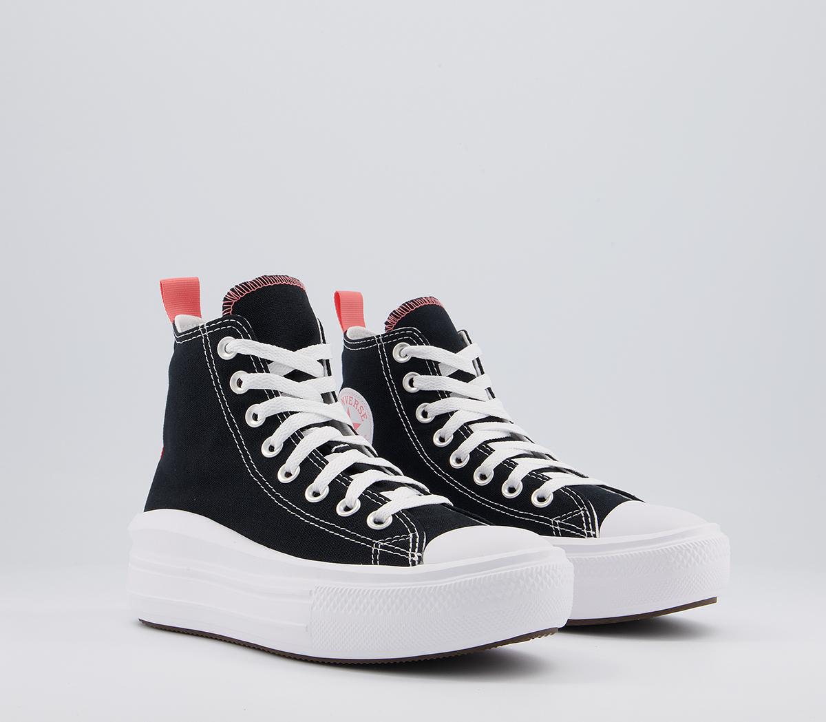 Converse All Star Move Gs Trainers Black Pink Salt White - Junior