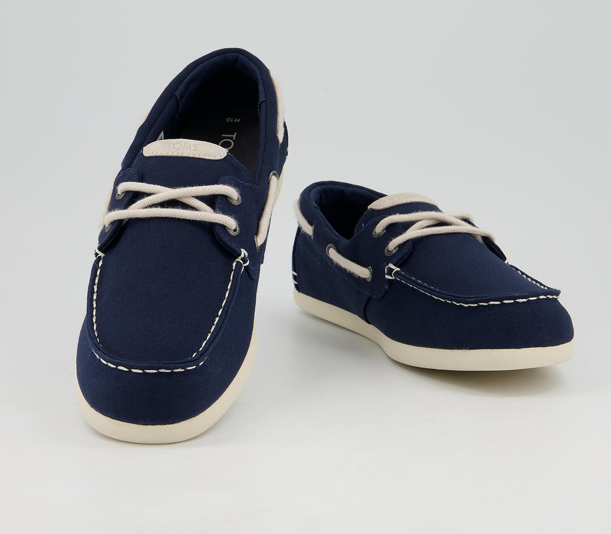 TOMS Claremont Boat Shoes Navy - Men’s Vegan Shoes