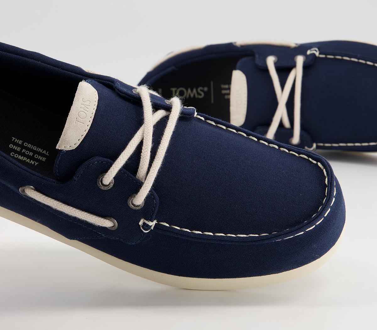 TOMS Claremont Boat Shoes Navy - Men’s Vegan Shoes