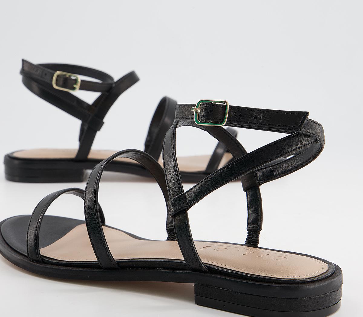 black gladiator sandals with chain link accent