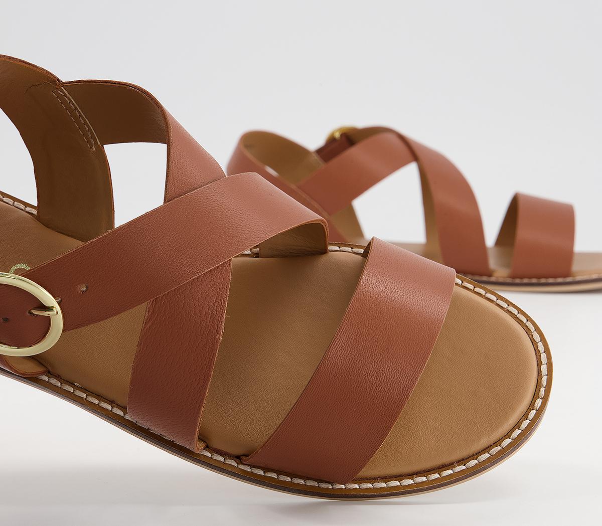 tan crossover flat sandals