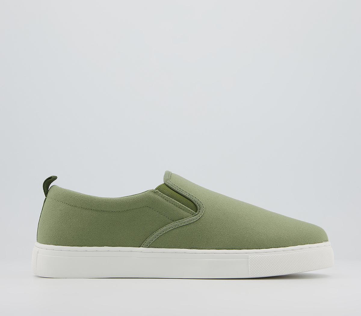 khaki canvas trainers