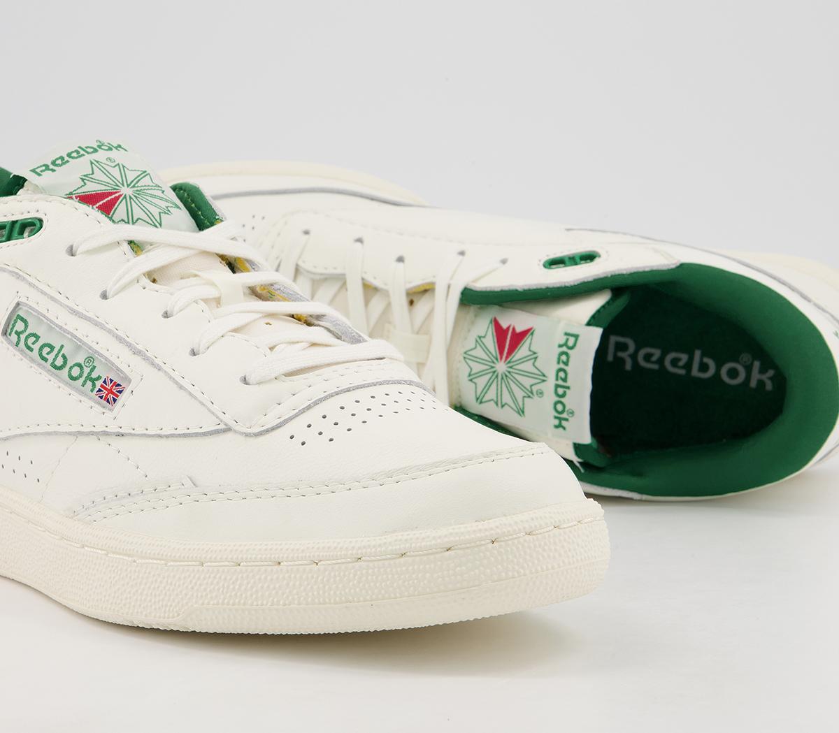 reebok club c mid ii sneakers in chalk and green