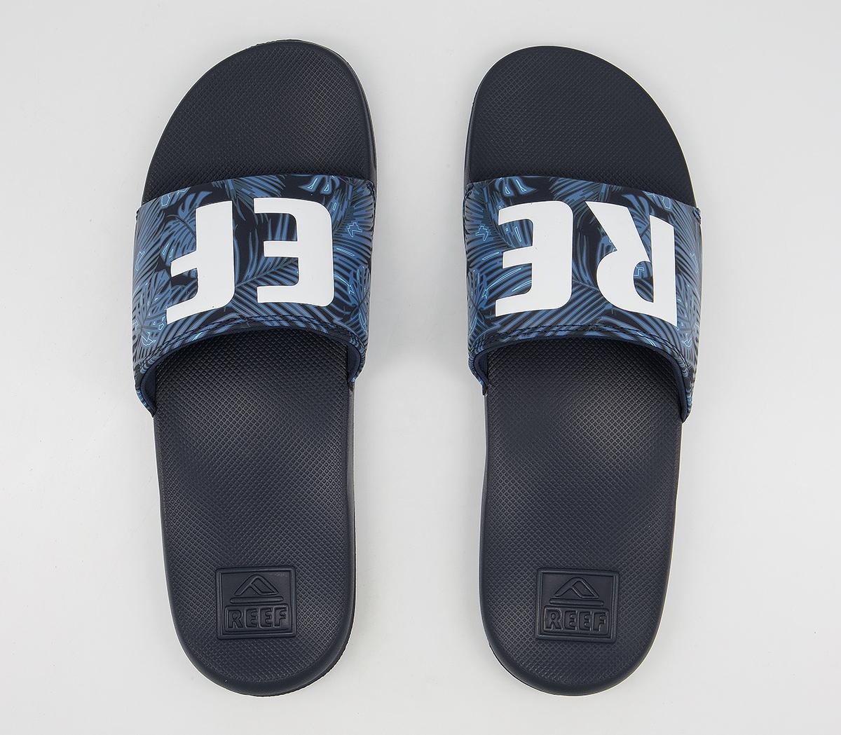 Reef Reef One Slides Navy Palm - Men’s Sliders