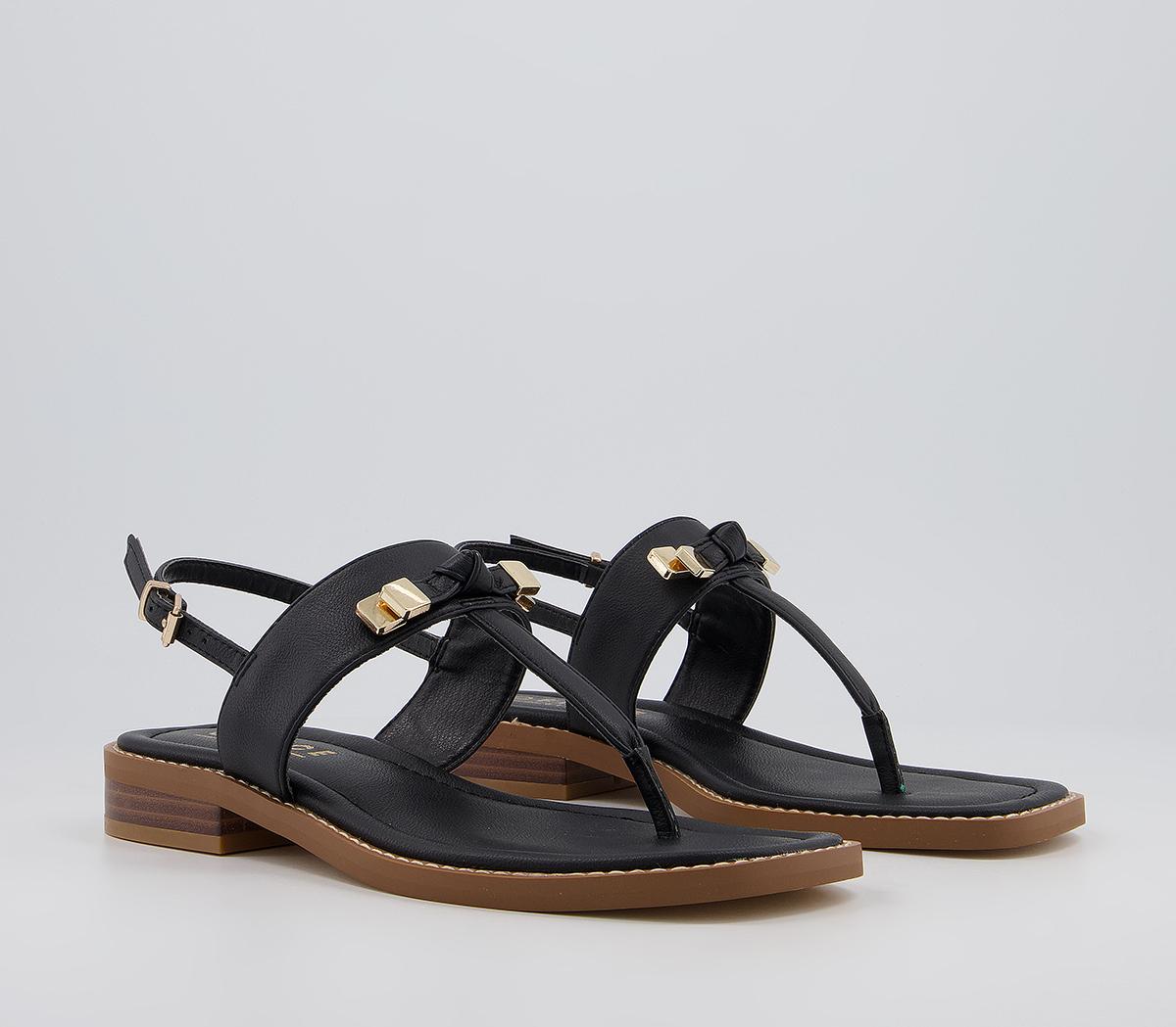 Office Sultry T-Bar Bow Detail Sandals Black - Women’s Sandals