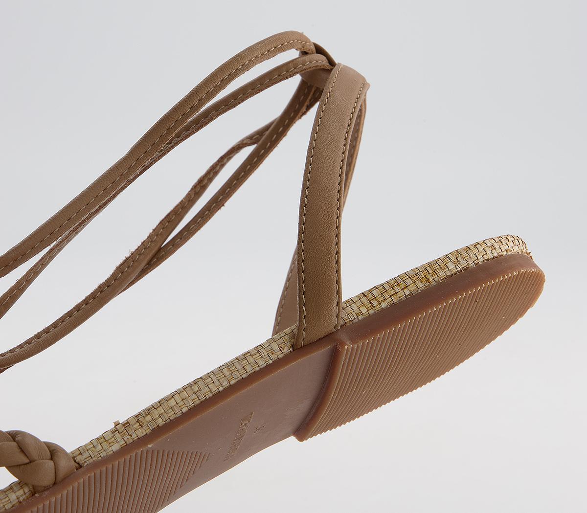 tan tie up flat sandals