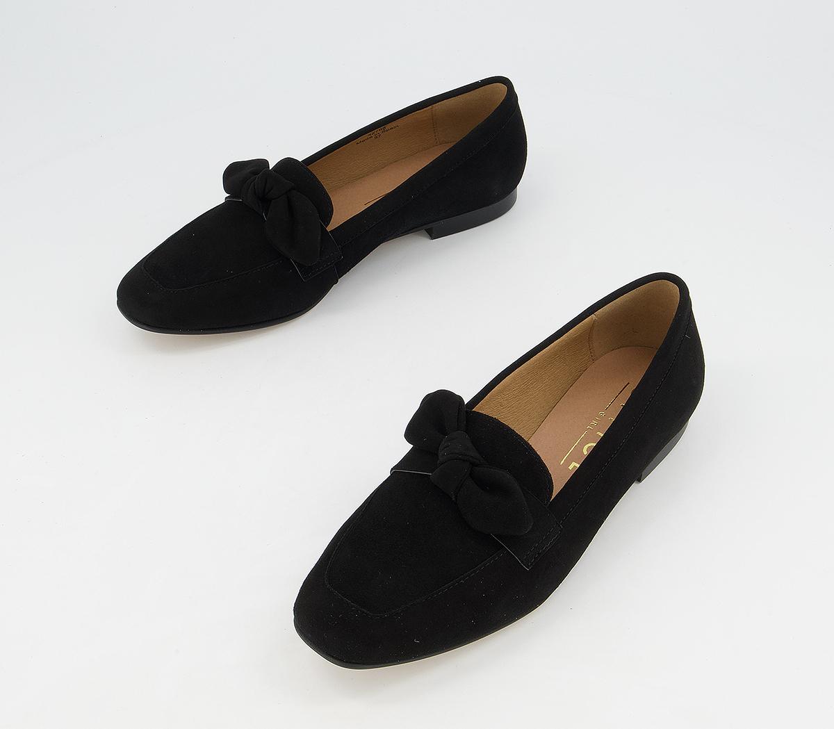 Office Front Soft Bow Loafers Black Suede - Non Promo Products