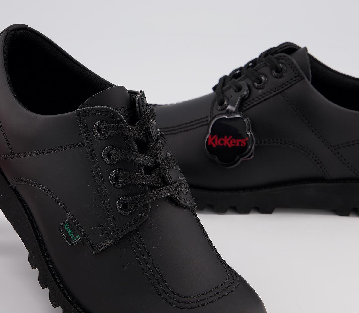 Kickers Kick Lo Leather Youth Shoes Black Leather - Unisex