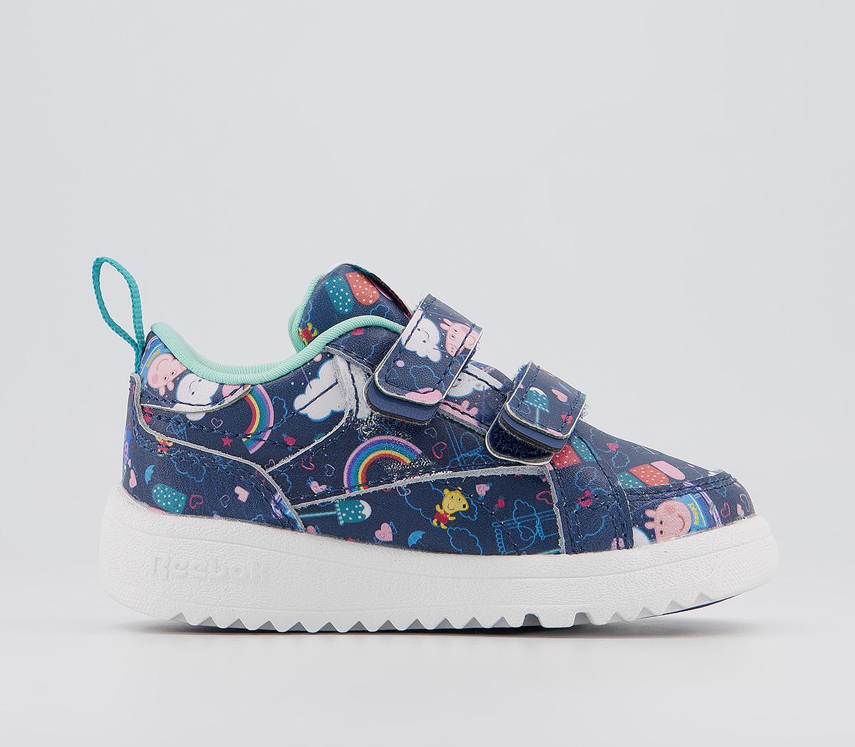 Reebok Clasp Infant Trainers Peppa Pig Navy Pixel Mint White - Kids ...