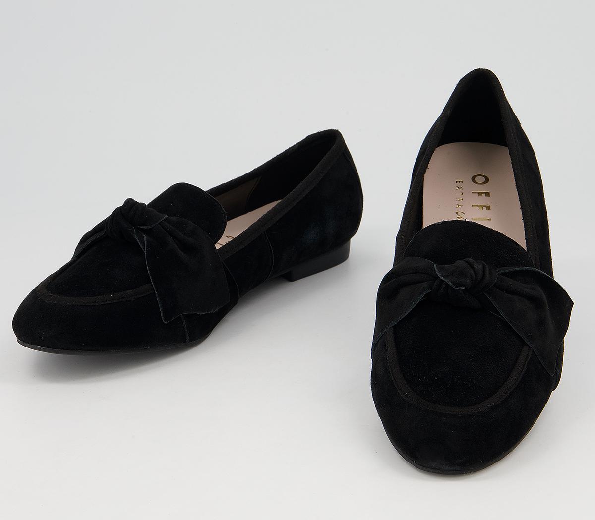 bow loafers black