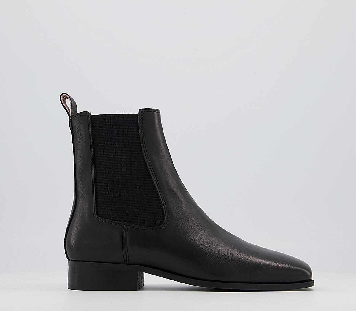 Office Angelina Square Toe Formal Chelsea Boots Black Leather - Ankle Boots