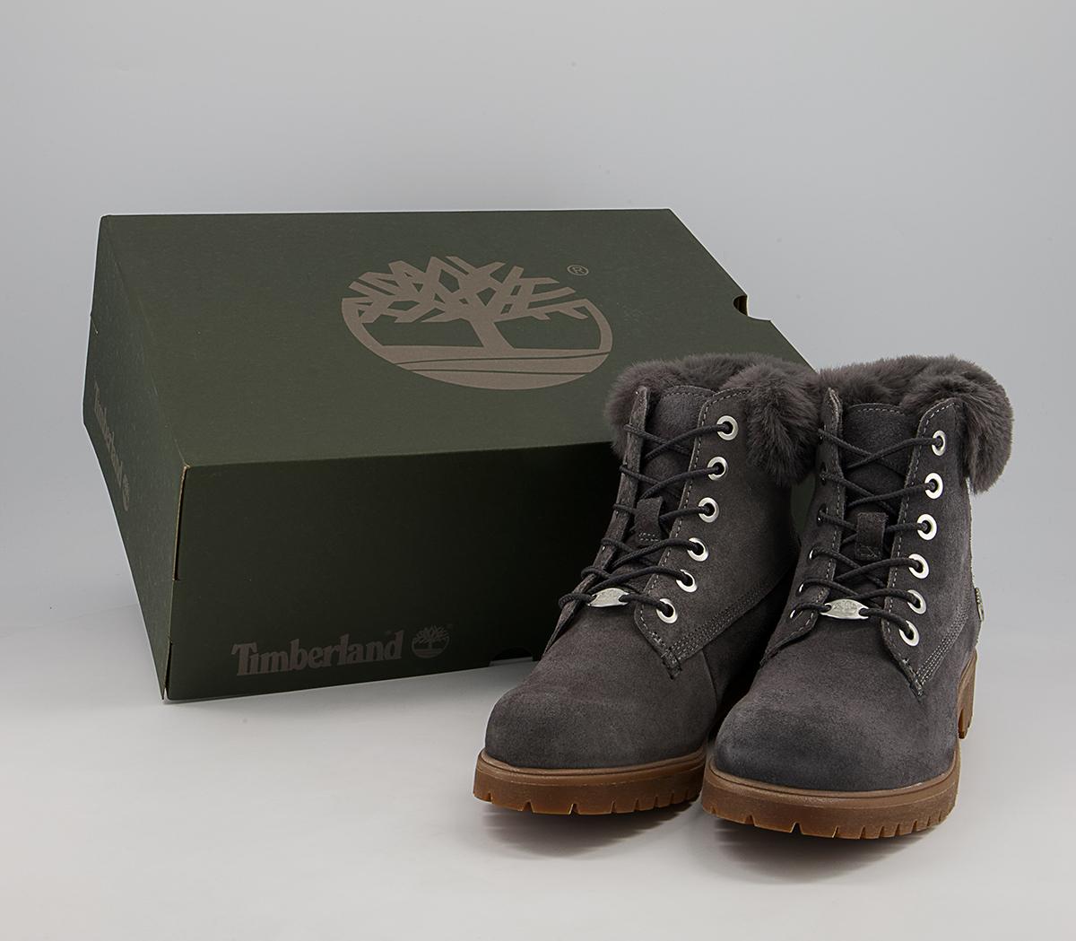 timberland 6 inch slim fur cuff boots medium grey suede