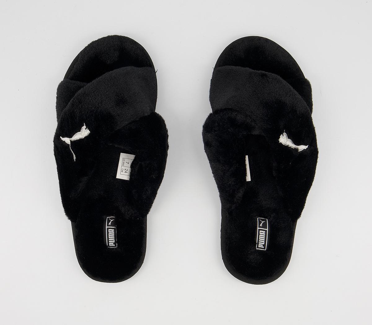 Puma X Fluff Slide Slippers Black White - Slippers