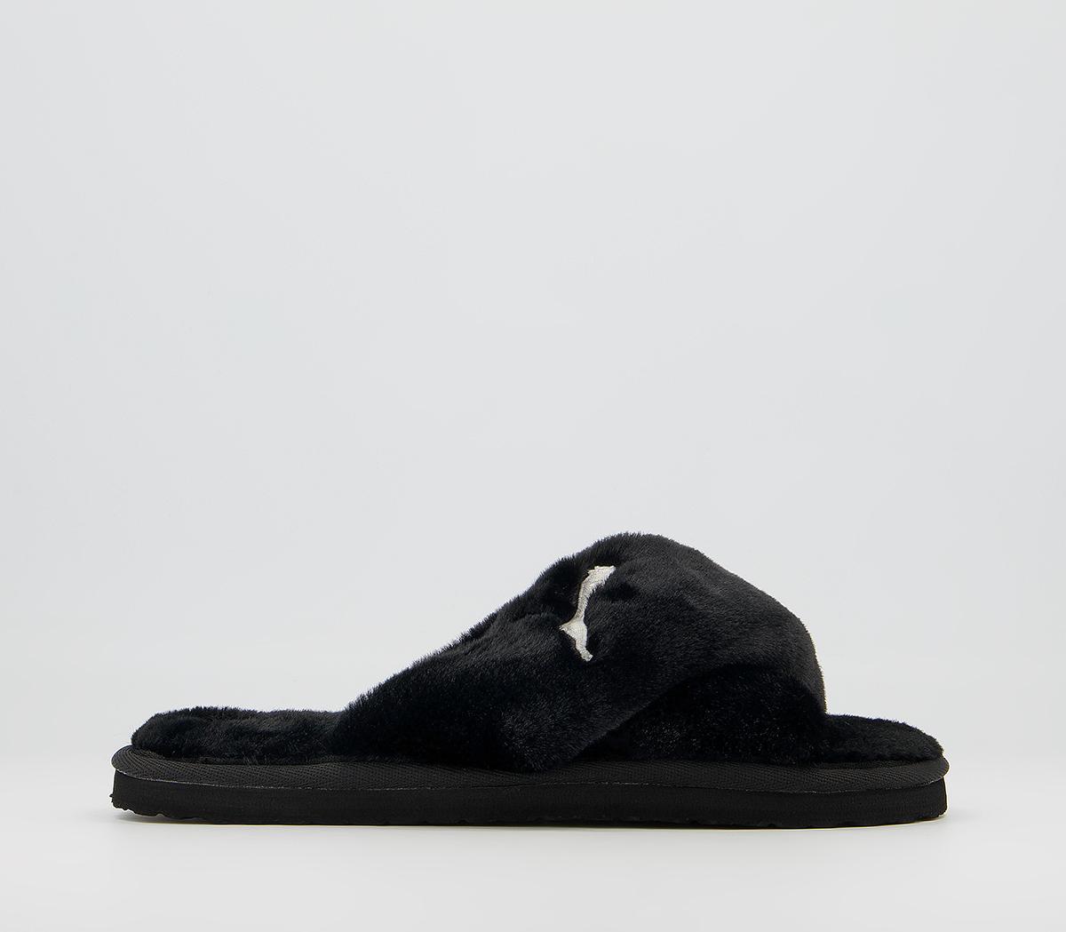 puma slippers black and white