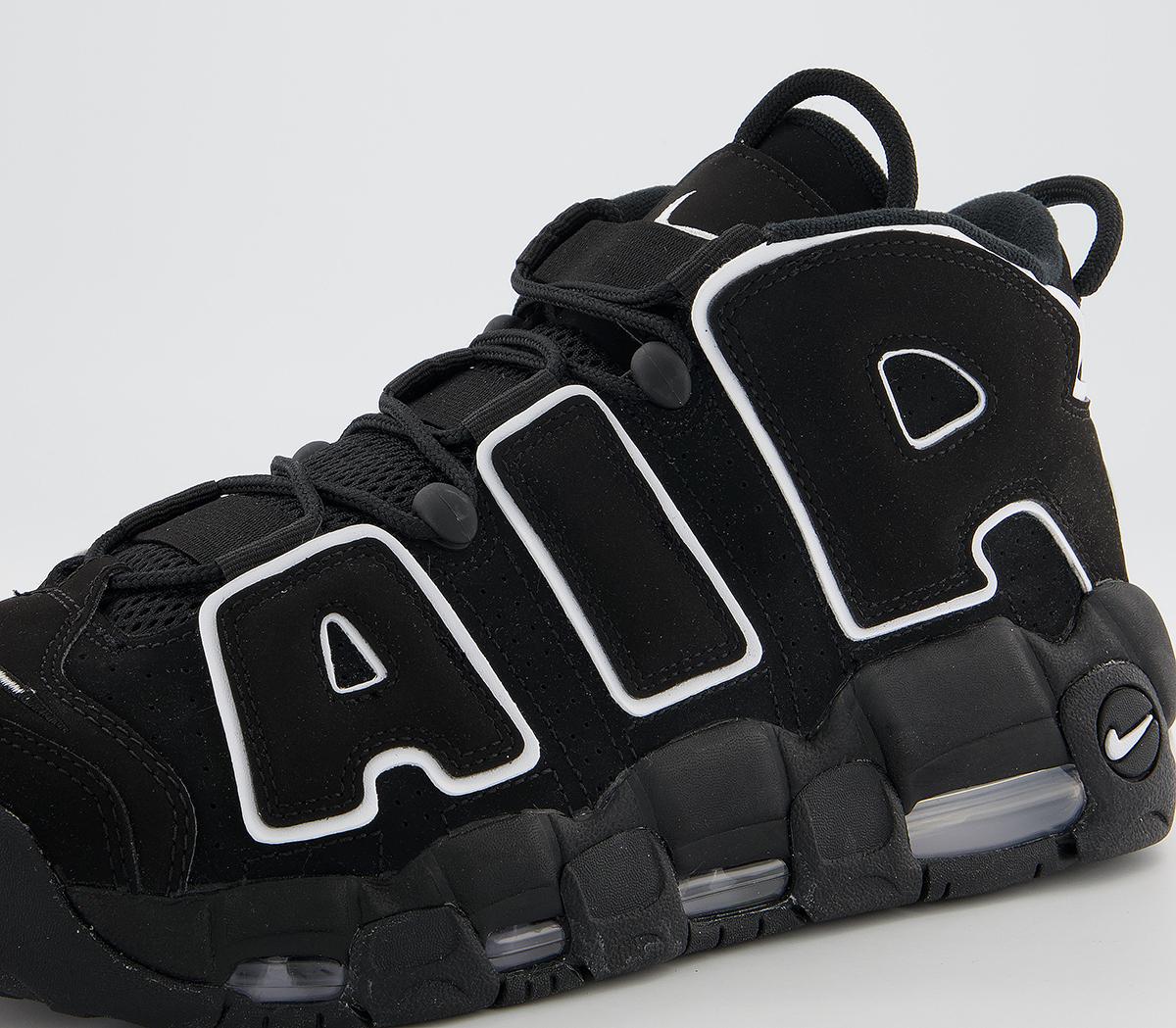 nike uptempo black and white mens