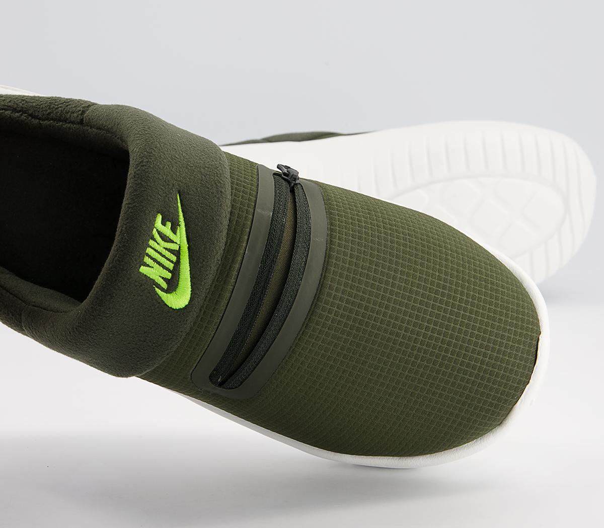 Nike Burrow Slippers Cargo Khaki Volt Sequoia Summit White - Men's Casual Shoes