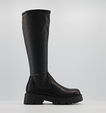 womens black flat knee high boots