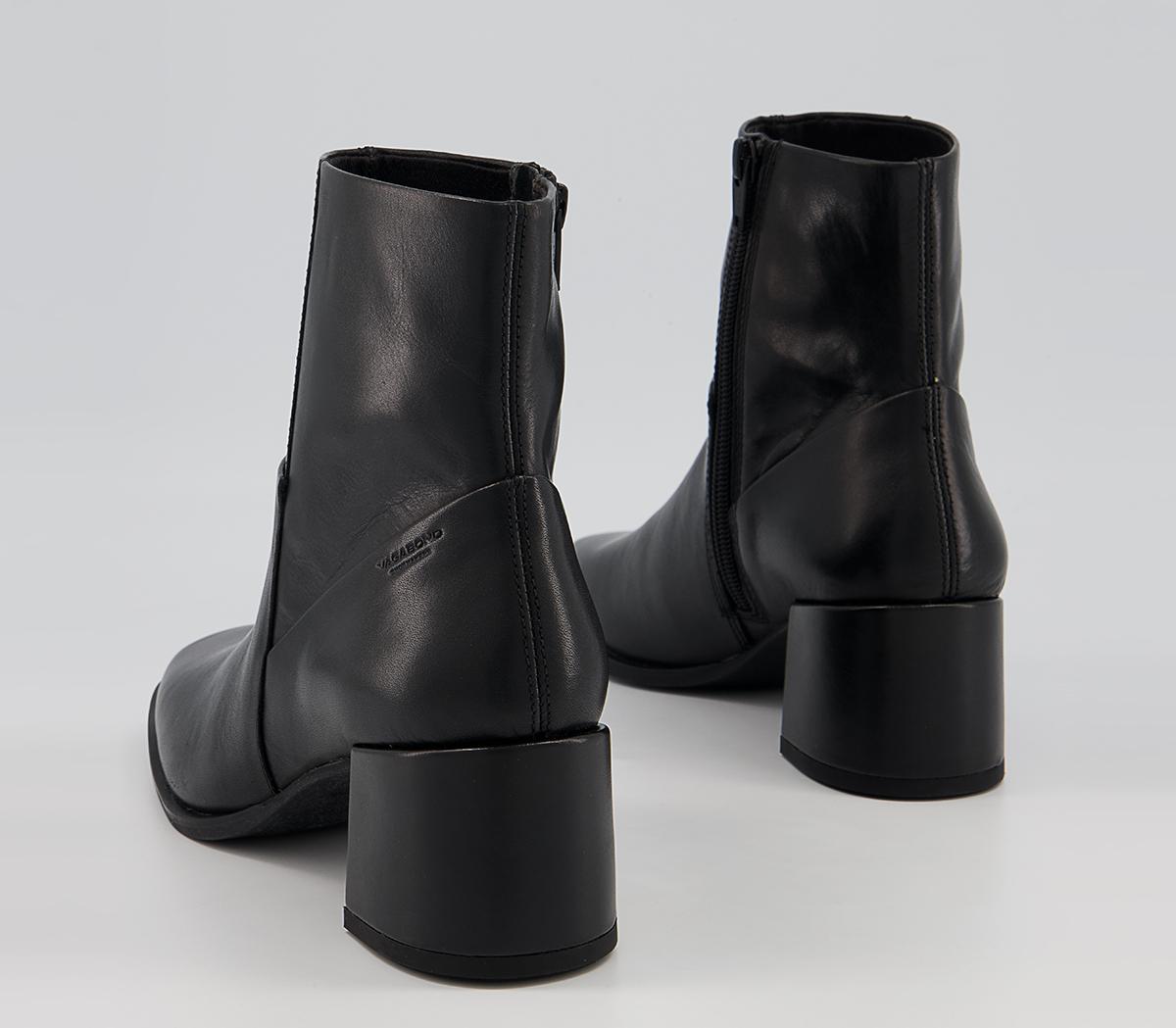 vagabond stina lace up mid heeled ankle boot in black