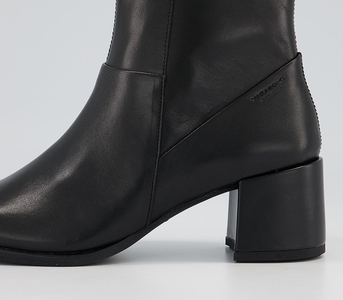 vagabond stina lace up mid heeled ankle boot in black