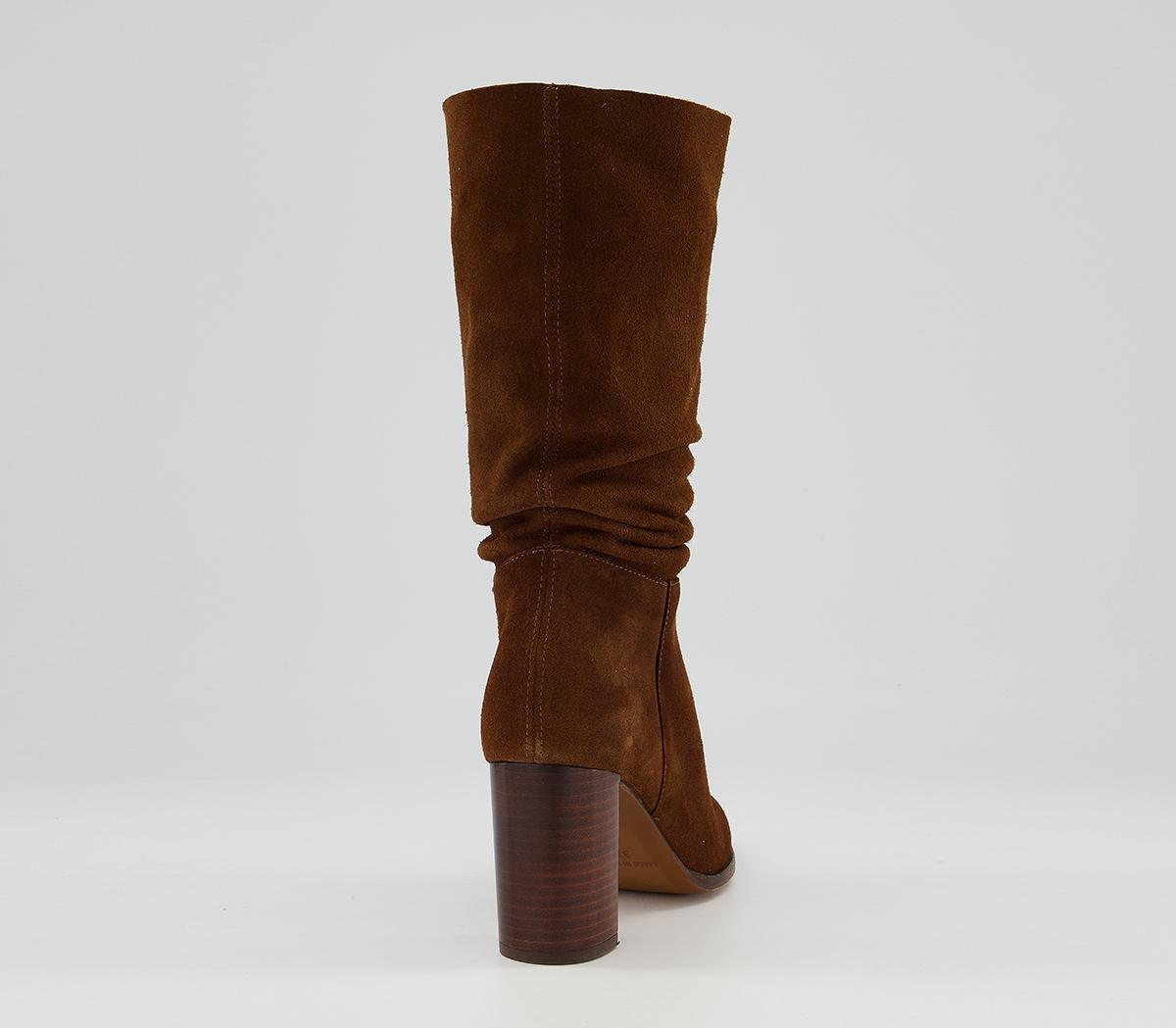 Office Keene Soft Calf Boots Brown Suede Knee High Boots