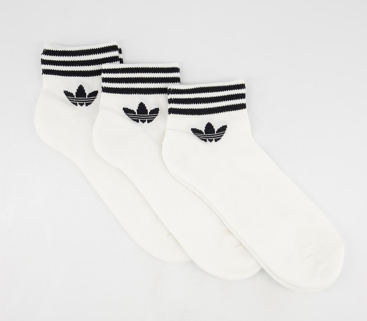 adidas Trefoil Ankle Socks 3 Pack White - Socks