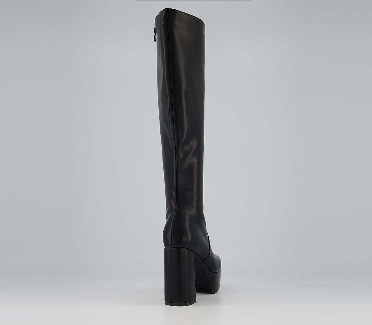 lamoda knee high chunky heel boots in black