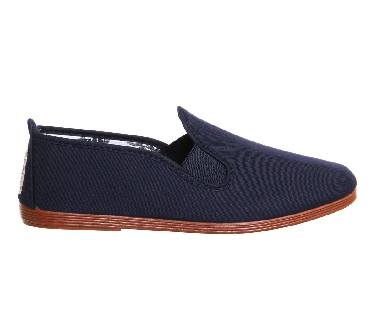 Flossy Flossy Elastic Pumps Navy Canvas - Flat Shoes for Women