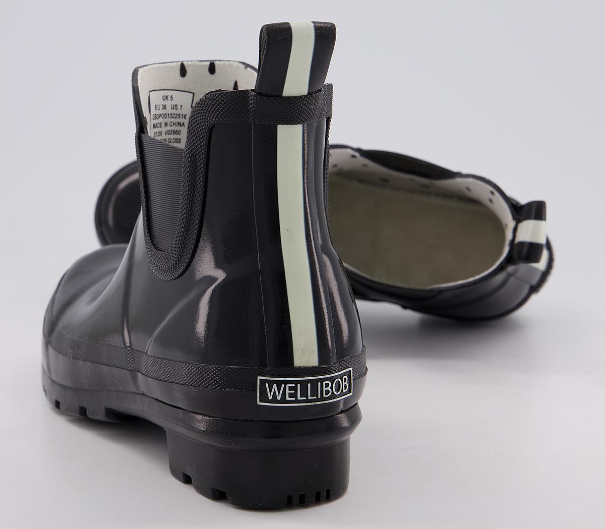 Joules Wellibob Ankle Wellies Black Gloss - Ankle Boots