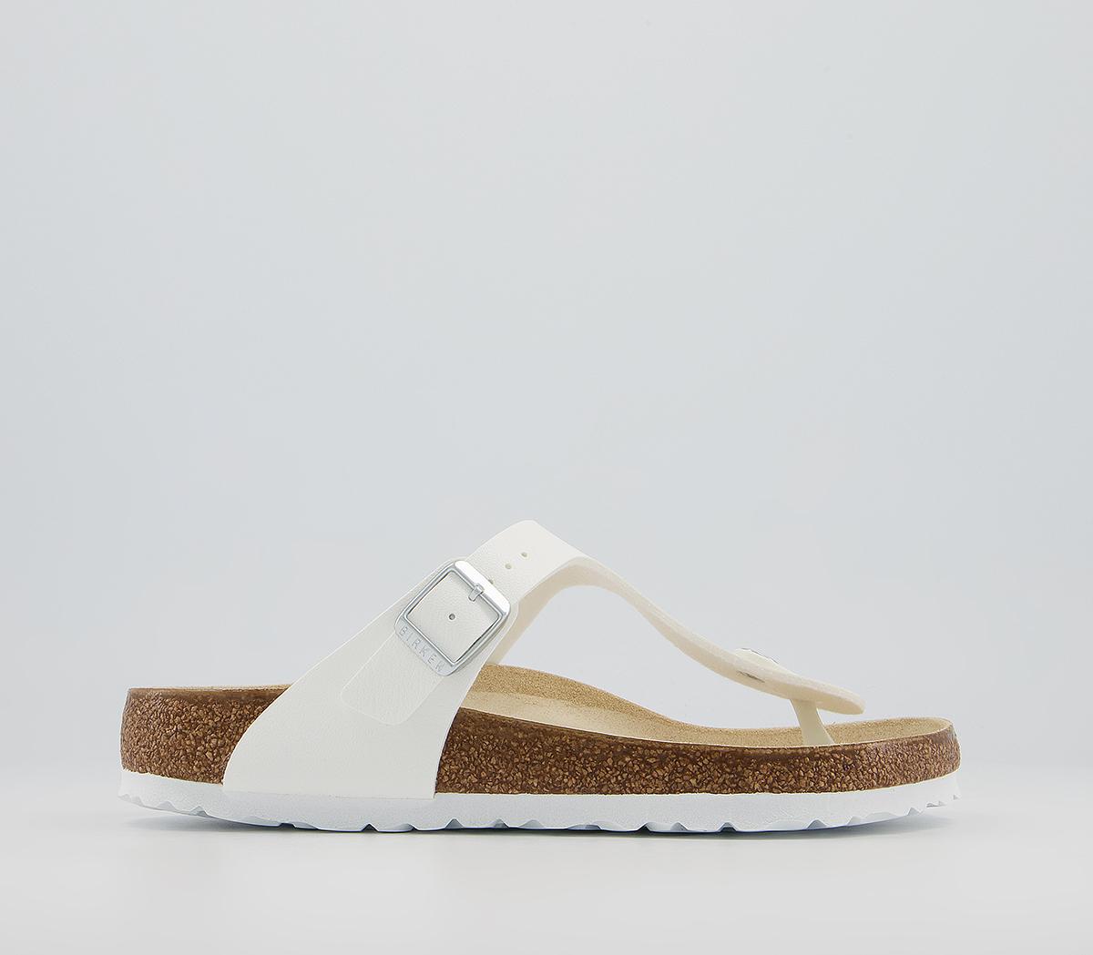 white birkenstocks toe strap