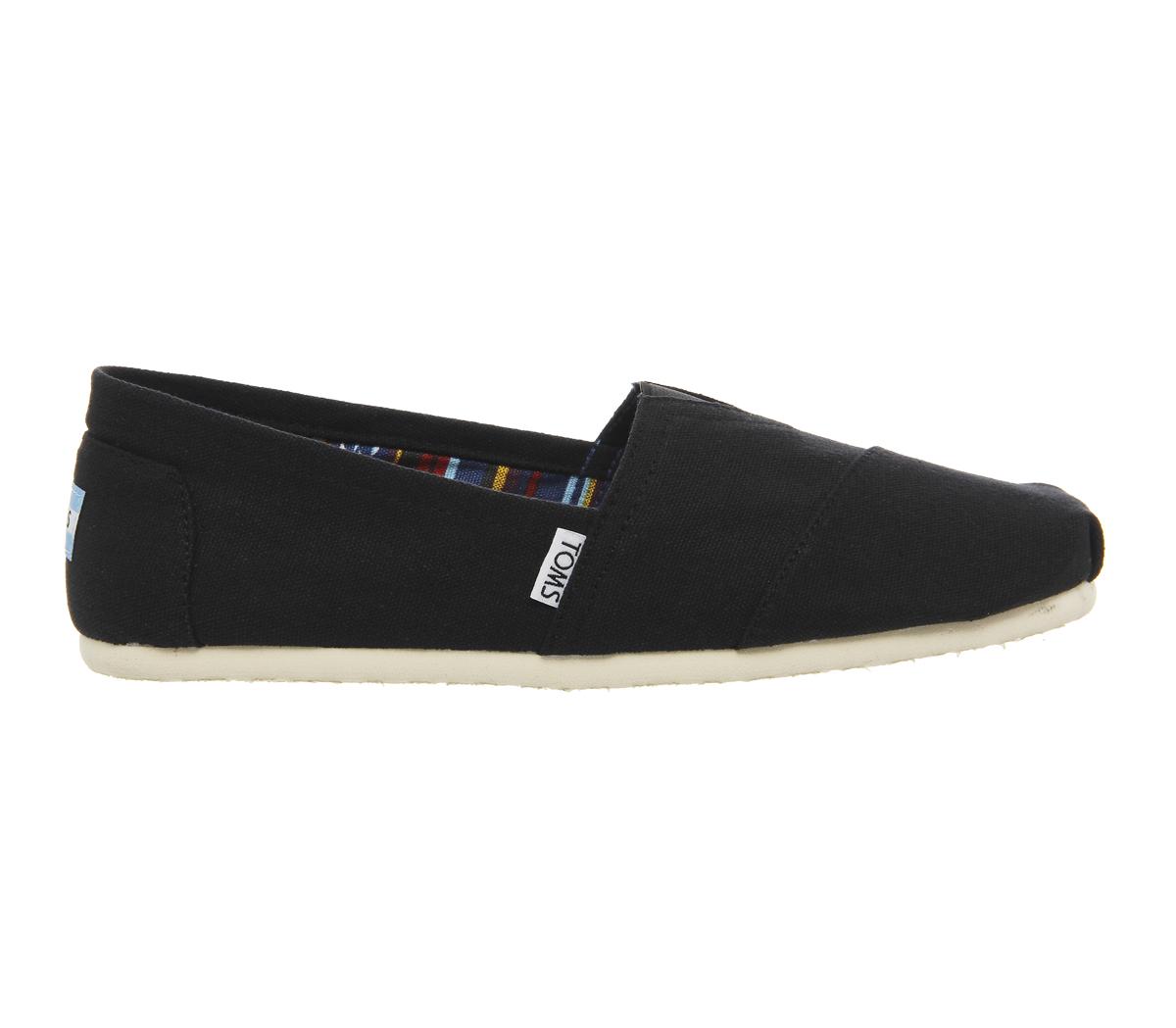 Toms Classic Slip Ons Black Canvas - Casual