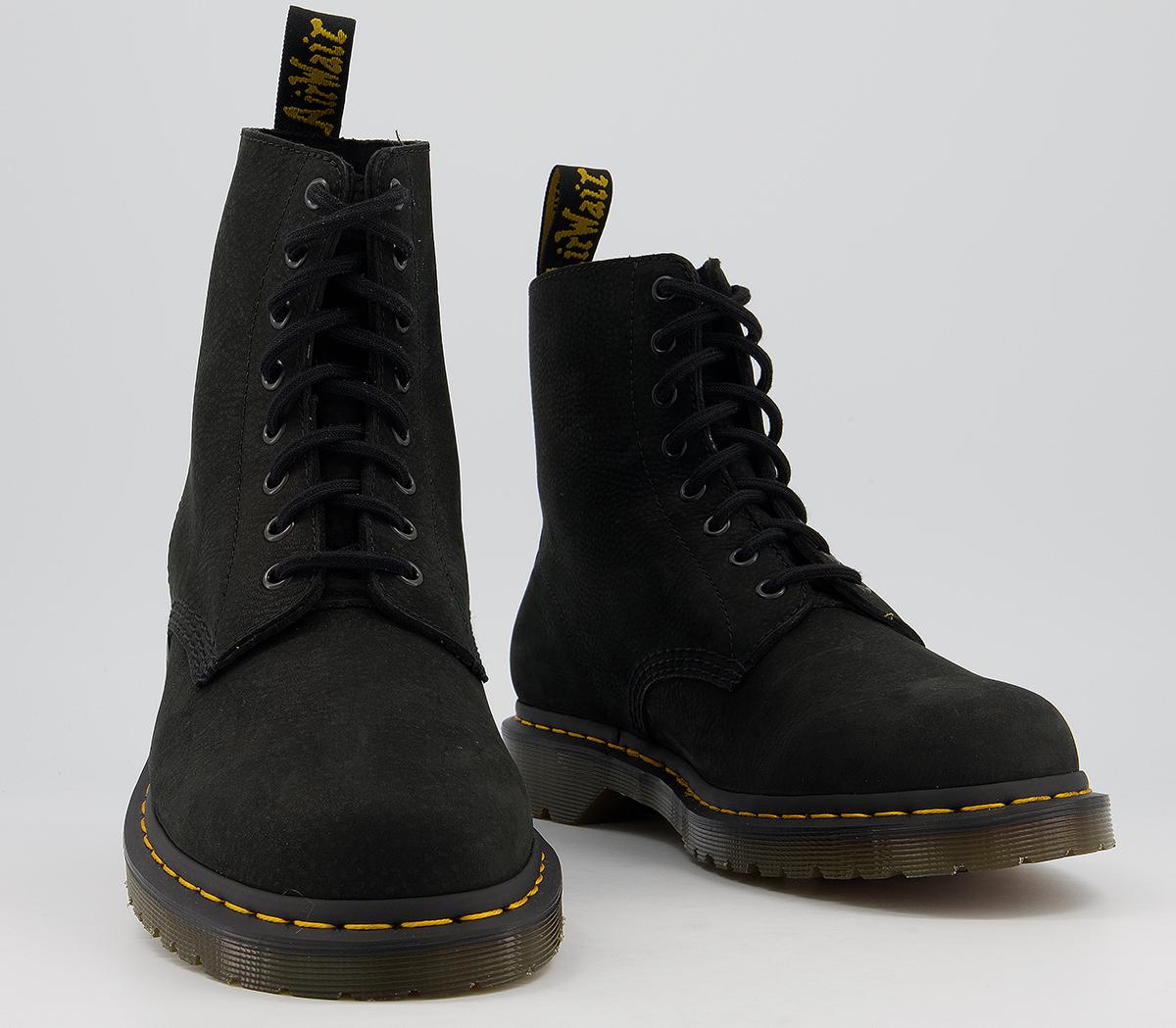 Dr. Martens Dm 8 Eye Lace Boots Black Milled Nubuck - Men’s Boots