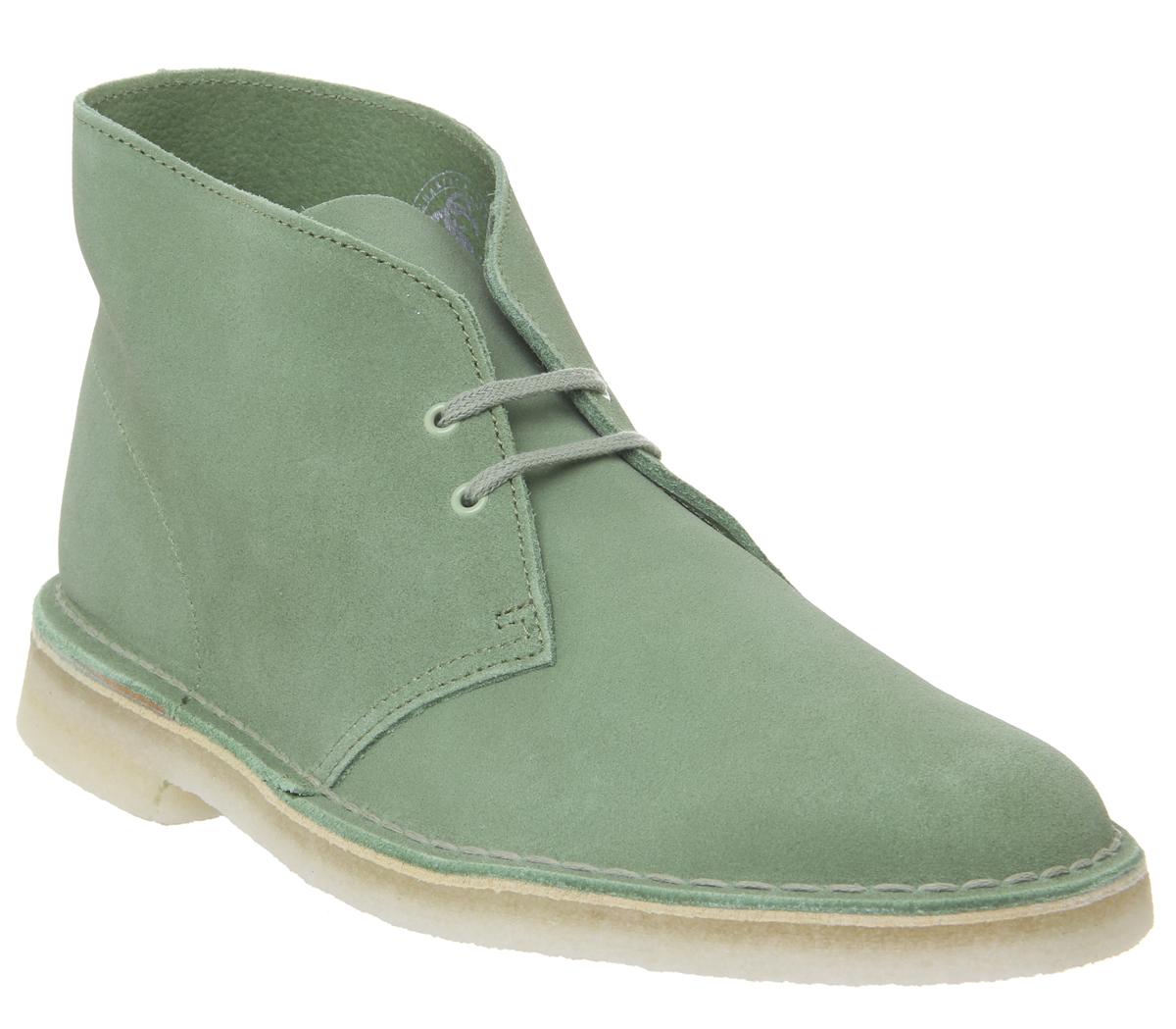 clarks desert boots green suede
