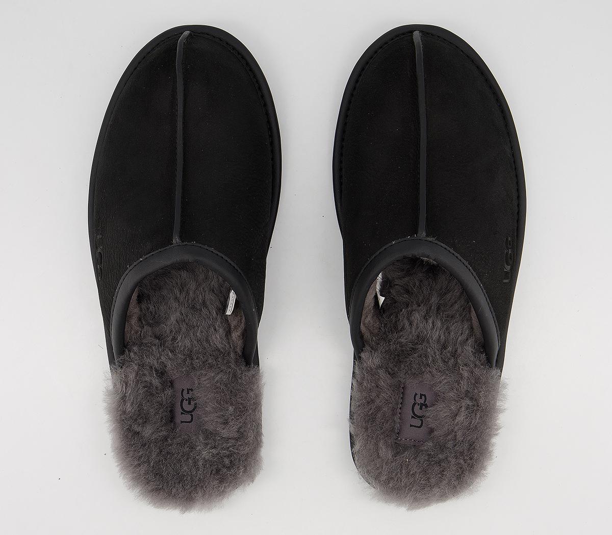 UGG Scuff Slippers Black Leather - Mens Slippers