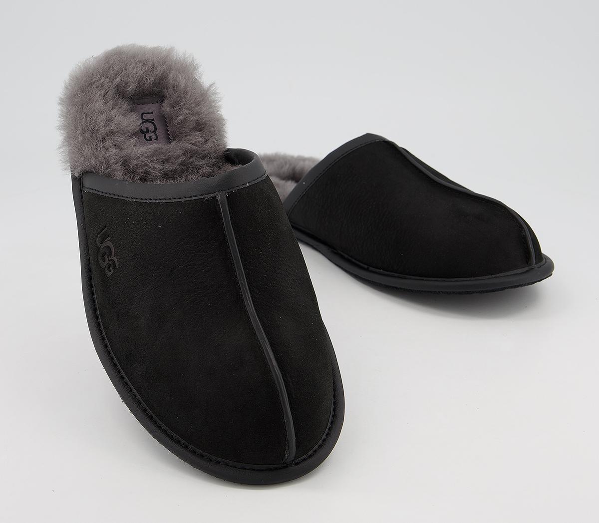 UGG Scuff Slippers Black Leather - Mens Slippers