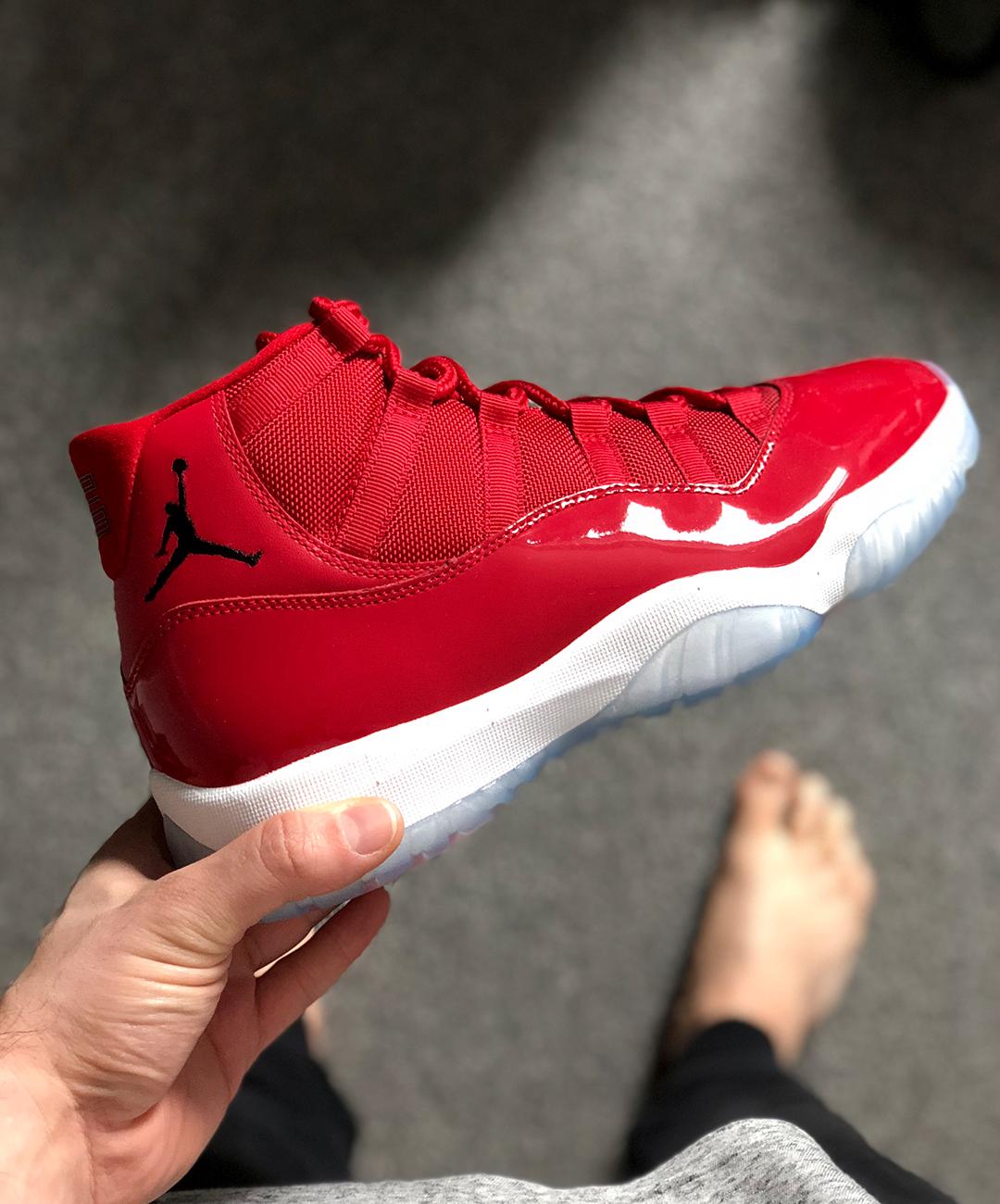 Gym red 11s on hot sale feet