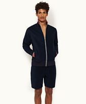 Afador Towelling - Mens Navy O.B Stripe Tipping Towelling Sweat Shorts