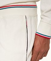 Afador Towelling - Mens White Sand O.B Stripe Tipping Towelling Sweat Shorts