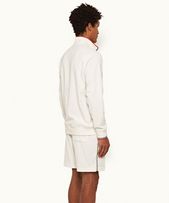 Afador Towelling - Mens White Sand O.B Stripe Tipping Towelling Sweat Shorts