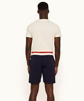 Afador Stripe - Mens Navy Classic Fit Stripe Waistband Cotton Sweat Shorts