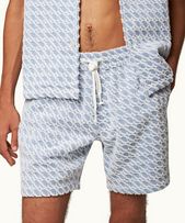 Afador Towelling - Mens Wish Blue Orbit Jacquard Towelling Mid-Length Sweat Shorts