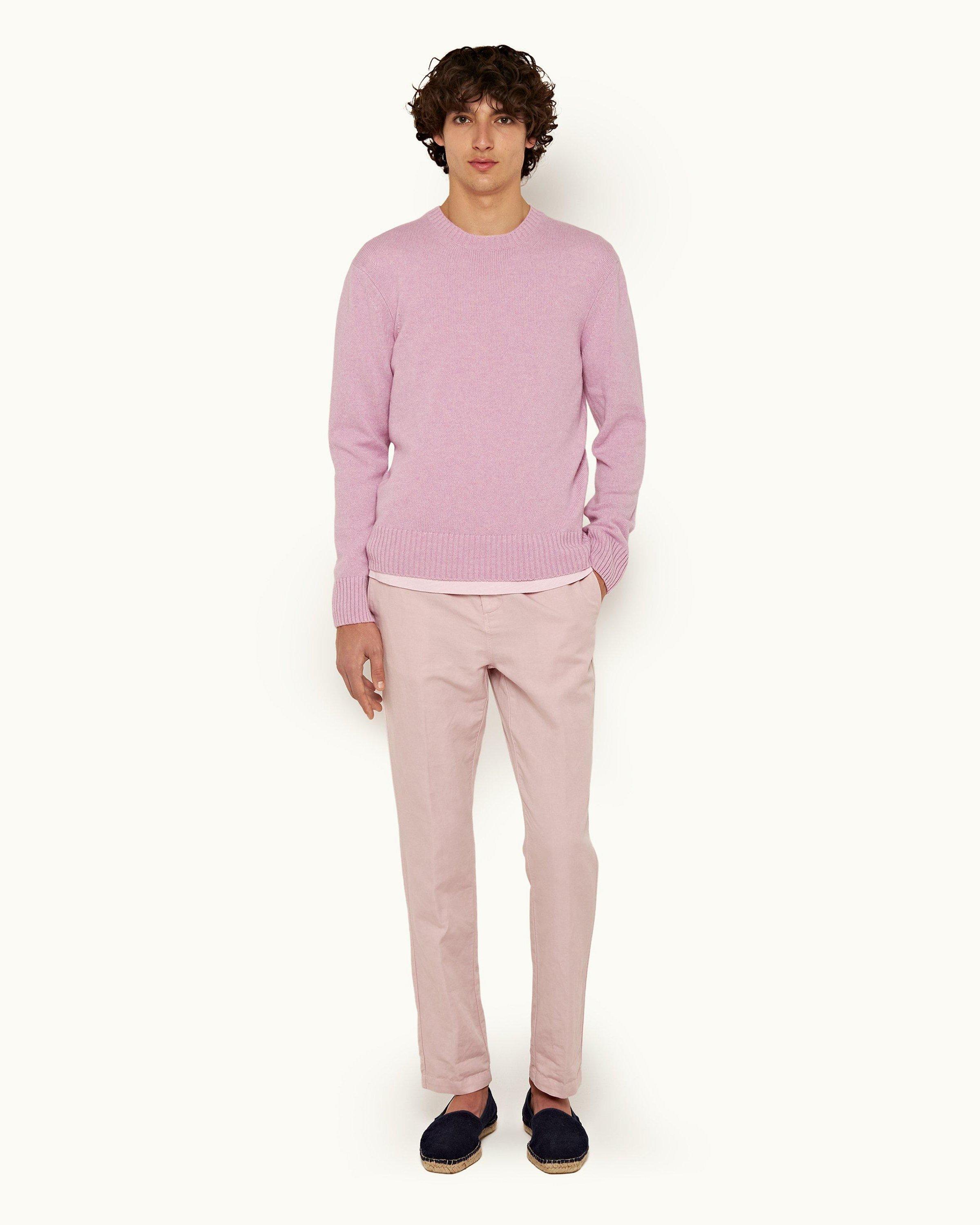 Mens pink linen on sale trousers