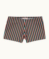Bassett Stripe - Mens Summer Red/Marina Aqua O.B Stripe Classic Swim Trunks